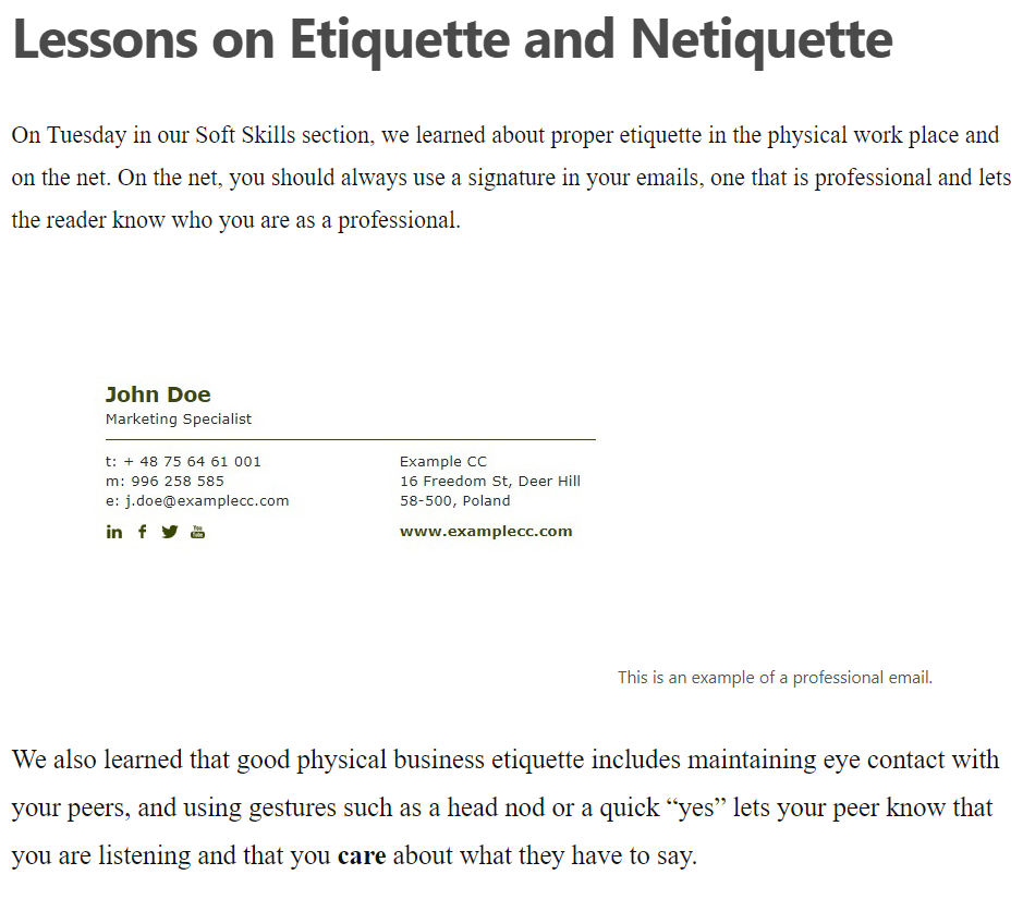 nettiquette example